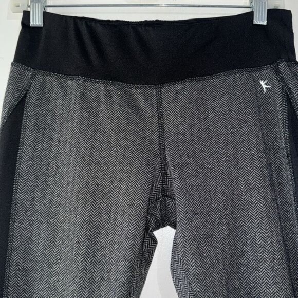 Kirkland Signature Womens Medium Herringbone Leggings Black & Gray Stretchy Poly - Picture 3 of 8